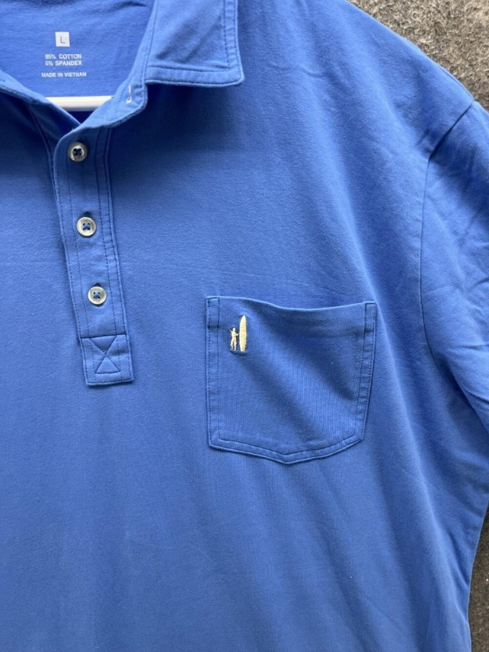 Johnnie-O Polo Shirt Men Large Blue Hangin Out Stretch Casual Pocket Logo - Picture 8 of 11
